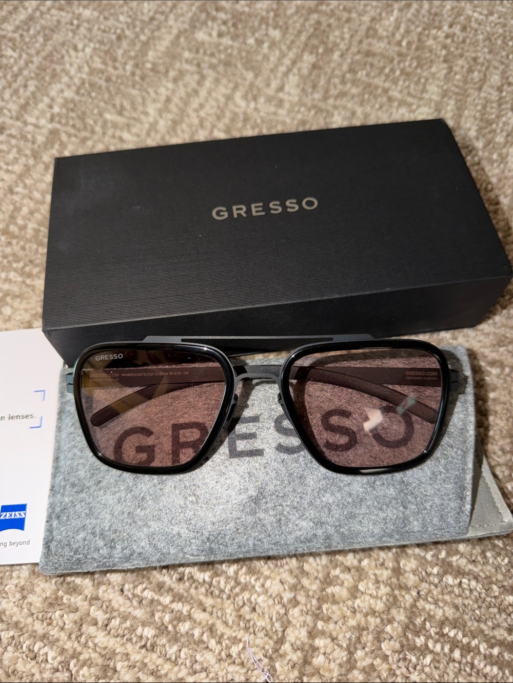 NWOT Gresso Henderson/Titanium Sunglasses